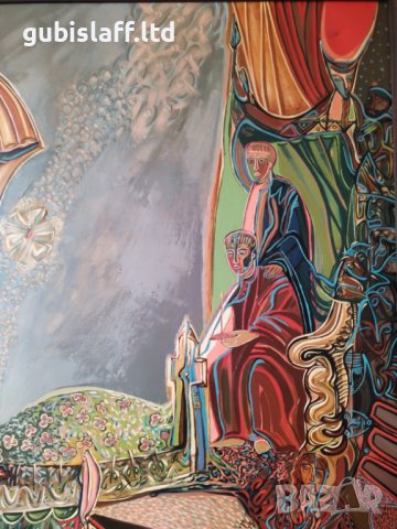 Картина, "Задушница", худ. Георги Динев, 1997 г., снимка 4 - Картини - 38633986