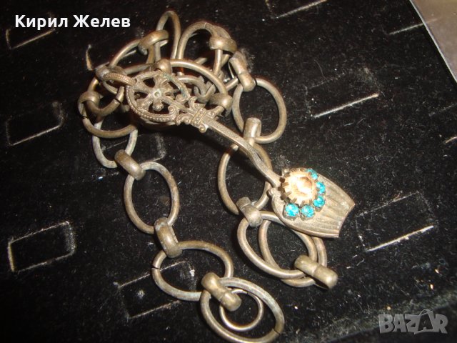 БРОНЗОВА ЛЪЖИЧКА ВИСУЛКА ВИНТИДЖ с КРАСИВИ БЛЕСТЯЩИ КАМЪНИ и ВЕРИЖКА 3924, снимка 5 - Колиета, медальони, синджири - 30550058