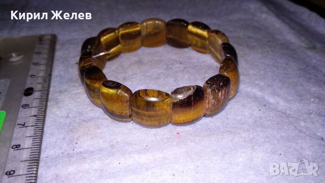 СТИЛНА ФЕШЪН АРТ ХЕНД МЕЙД РАЗТЕГАТЕЛНА ЛАСТИЧНА ГРИВНА от ТИГРОВО ОКО КАМЪНИ 34314