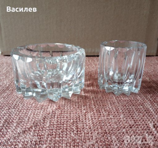 Продавам  ретро кристален пепелник комплект с цигаретник, снимка 2 - Антикварни и старинни предмети - 39292868