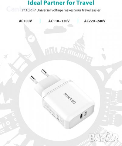 NIMASO USB C, PD 3.0 18 W бързо зарядно устройство, снимка 5 - Оригинални зарядни - 40052930