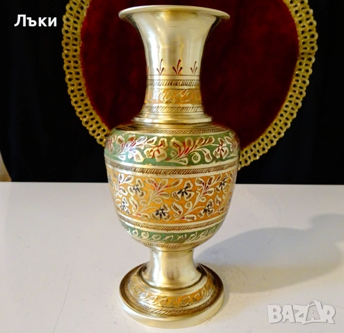 Бронзова ваза с красив цветен клетъчен емайл. , снимка 10 - Вази - 51711420