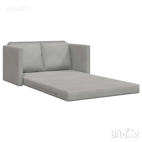 vidaXL Подов разтегателен диван 2-в-1 светлосив 122x204x55 см кадифе, снимка 4 - Дивани и мека мебел - 56147278
