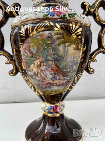 Уникална порцеланова белгийска ваза, H. Bequet Quaregnon. №2268, снимка 3 - Колекции - 36576943