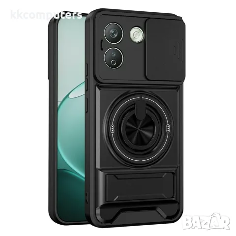 За Xiaomi Redmi Note 17 Pro Max 5G Магнитен PC TPU Калъф с Ring Holder, Сгъваема Стойка и Плъзгащ Ка