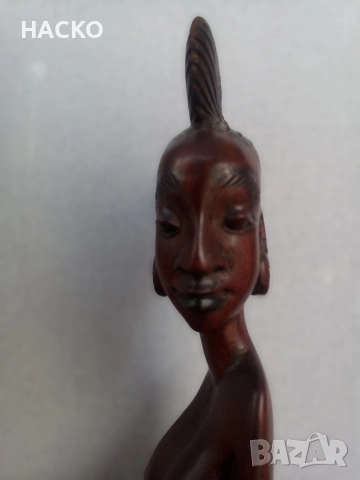 Африканска Ръчно Изработена Дървена Статуетка от Червено Дърво 1994 г. Того, снимка 5 - Статуетки - 52651523