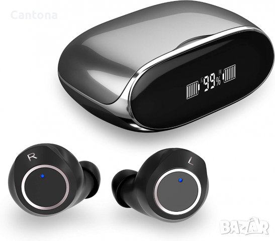 Kungix Bluetooth 5.0 слушалки, LCD докинг с 2500 mAh, шумопотискане, до 72 часа работа, водоустойчив