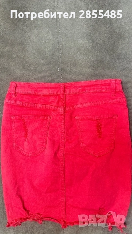 Пола дънкова червена, снимка 2 - Поли - 52004065