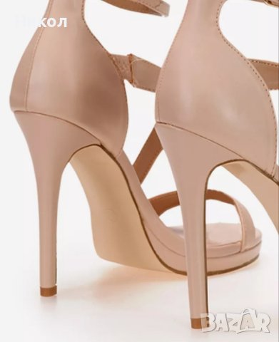 Cандали с тънък ток телесен цвят, снимка 4 - Дамски обувки на ток - 40811654