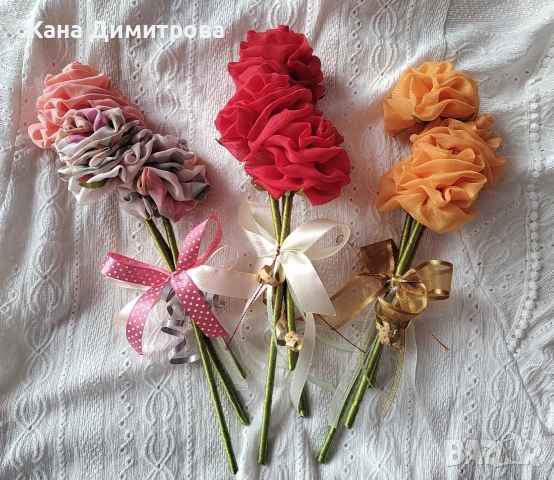 Ръчно изработени рози, снимка 2 - Декорация за дома - 35319141