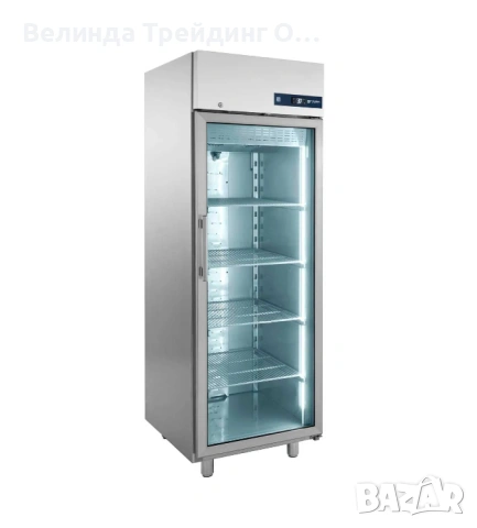 Фризер от неръждаема стомана, с една стъклена врата