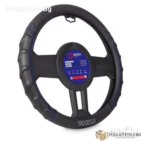 Калъф за волан SPARCO - SPS102BL Черен със син шев