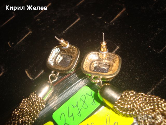 ЗЛАТИСТИ ВИНТИДЖ МОДЕЛ КРИСТАЛНИ ОБЕЦИ 24787, снимка 4 - Обеци - 34339658