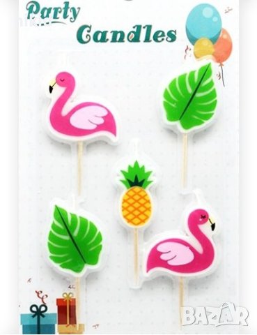 5 бр свещи свещ Фламинго Ананас Хаваи Хавайско парти за торта Рожден ден детско парти топери топер