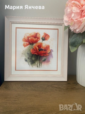 Гоблен ,,Макове”, снимка 3 - Други ценни предмети - 54254786