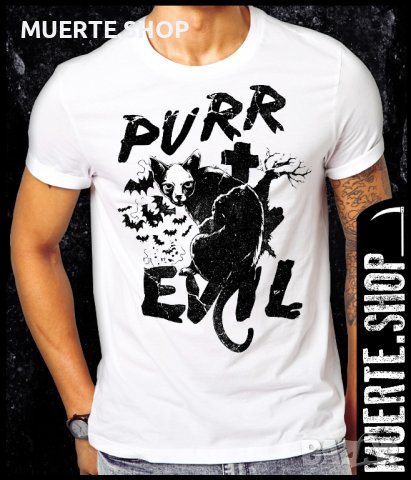 Тениска с щампа PURR EVIL, снимка 1 - Тениски - 42770129
