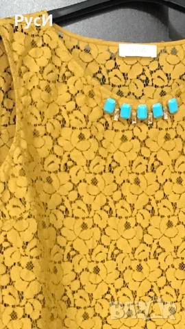 Топ от дантела с декорация от камъни в тюркоазен цвят, снимка 2 - Корсети, бюстиета, топове - 51266057