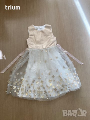 Празнична нова рокля Monsoon с 3d цветя, цвят слонова кост, 164-170см., 14-15г., снимка 5 - Детски рокли и поли - 37376963