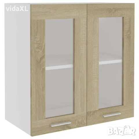 vidaXL Висящ стъклен шкаф "Lyon", дъб сонома, 60x31x60 см, инженерно дърво