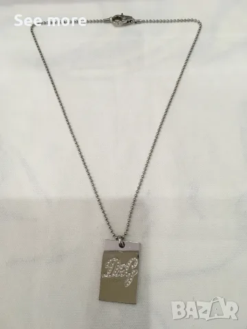 D&G Dolce & Gabbana Rhinestone Dog Tag колие унисекс