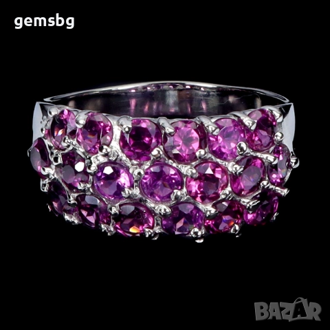 Пръстен с родолит гранат, снимка 2 - Пръстени - 52151259