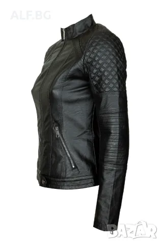 Дамско кожено яке черно 4202, снимка 6 - Якета - 48912212