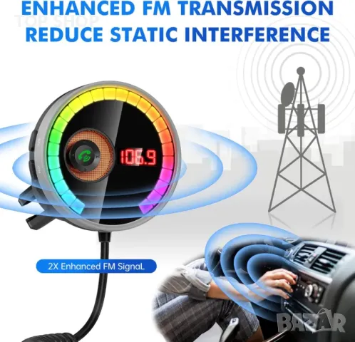 Magift Bluetooth автомобилен адаптер 5.4 FM Bluetooth предавател, PD36W&QC3.0 (сребрист), снимка 7 - Аксесоари и консумативи - 49500166