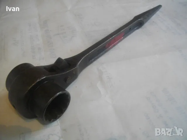 32мм-30мм ГОЛЯМ 380мм РЪЧЕН КЛЮЧ ЗА СКЕЛЕ ТРЕСЧОТКА ДВУСТРАННА ПРОФЕСИОНАЛНА КОВАНО ЖЕЛЯЗО МАСИВНА, снимка 16 - Други инструменти - 49090075