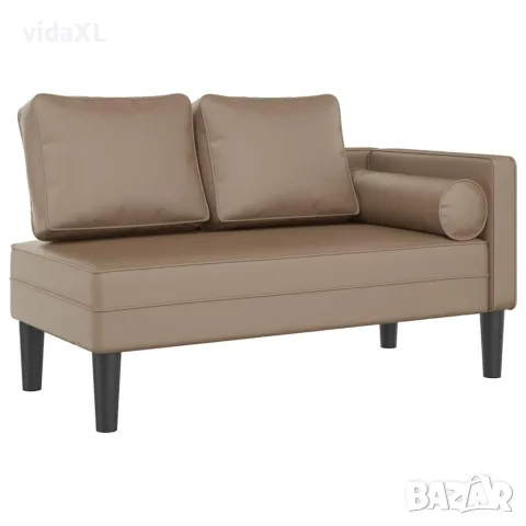 vidaXL Кушетка с възглавници, капучино, изкуствена кожа
