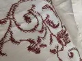 Бяла ленена покривка за маса бродирана на ръка с кръстат бод, снимка 5