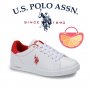 ПРОМО 🍊 U.S. POLO® 🍊 Дамски кожени спортни обувки WHITE & RED № 38 нови с кутия