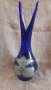 Старинна ваза от цветно стъкло и метален обков, снимка 1 - Антикварни и старинни предмети - 29293752