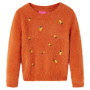 Детски плетен пуловер, опушено оранжев, 128（SKU:14945