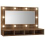 vidaXL Огледален шкаф с LED, кафяв дъб, 90x31,5x62 см(SKU:820459, снимка 1 - Смесители - 44443129