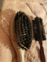Дървени био еко четка за коса естествен косъм преса за коса