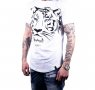Бяла памучна мъжка тениска с тигър с кристали марка Avenue George V Paris - М, снимка 1