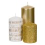 3 броя Комплект коледни свещи с блясък от бяло злато , снимка 1 - Декорация за дома - 42814743