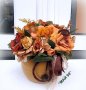 Икебана с рози от кадифе, снимка 1 - Подаръци за жени - 39430516