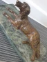 Parvis статуетка 30см-5кг/стара френска бронзова скулптура/фигура на куче-сетер/зелен мрамор, снимка 3