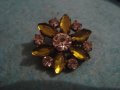 СТАРА ФЛОРАЛНА АРТ НУВО БРОШКА - ЦВЕТЕ с ОЛИВИН и ЦИРКОН КАМЪНИ 27190, снимка 6