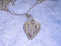 СТАРИНЕН СЪРЦЕВИДЕН МЕДАЛЬОН ФИЛИГРАННО СРЕБРО и СРЕБЪРНА ВЕРИЖКА СРЕБРО 835 МАЙСТОРСКА РАБОТА 29665, снимка 9