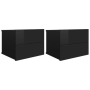 vidaXL Нощни шкафчета, 2 бр, черен гланц, 40x30x30 см, ПДЧ（SKU:801068, снимка 1 - Шкафове - 44566576