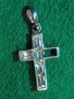 СТАРО СРЕБЪРНО КРЪСТЧЕ СРЕБРО 925 с ФАСЕТИРАНИ ИСКРЯЩИ КРИСТАЛИ Едното КАМЪЧЕ ЛИПСВА! 40508, снимка 17