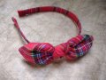 Диадема червено каре с панделка Ръчна Изработка Аксесоари за коса Диадема Шотландско каре, снимка 1