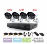 3MP 720P AHD комплект - AHD 4ch DVR + 4 AHD камери Sony 3MP + кабели - система за видеонаблюдение