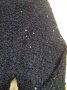 ТЪМНОСИНЯ блуза плетиво от рехаво еластично букле с пайети в нишката, снимка 3
