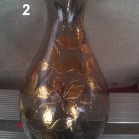 Две вазички кафяво стъкло високи различни, снимка 7 - Вази - 30053527
