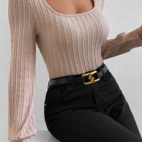 Дамска блуза в бежово с дълъг ръкав, снимка 6 - Блузи с дълъг ръкав и пуловери - 42847671