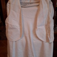 Летен дамски комплект бяла пола с елек памучен шантунг, снимка 1 - Поли - 29370803
