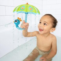 Yookidoo Fill N Rain Bath Toy - Интерактивна игра за вана с паун чадър за бебета и малки деца, зелен, снимка 4 - Образователни игри - 44200416